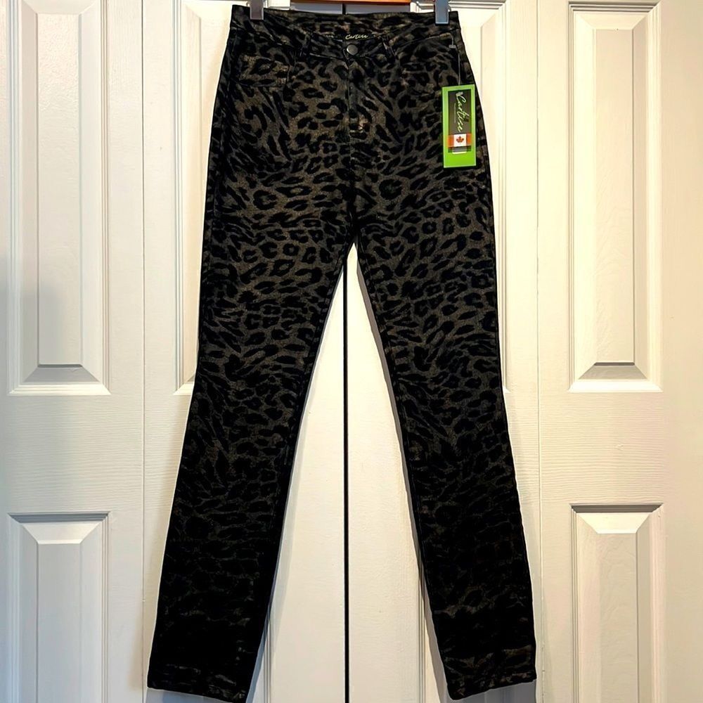 Cartise Black/Gold Animal Print Skinny Jeans Size 6 NWT‎